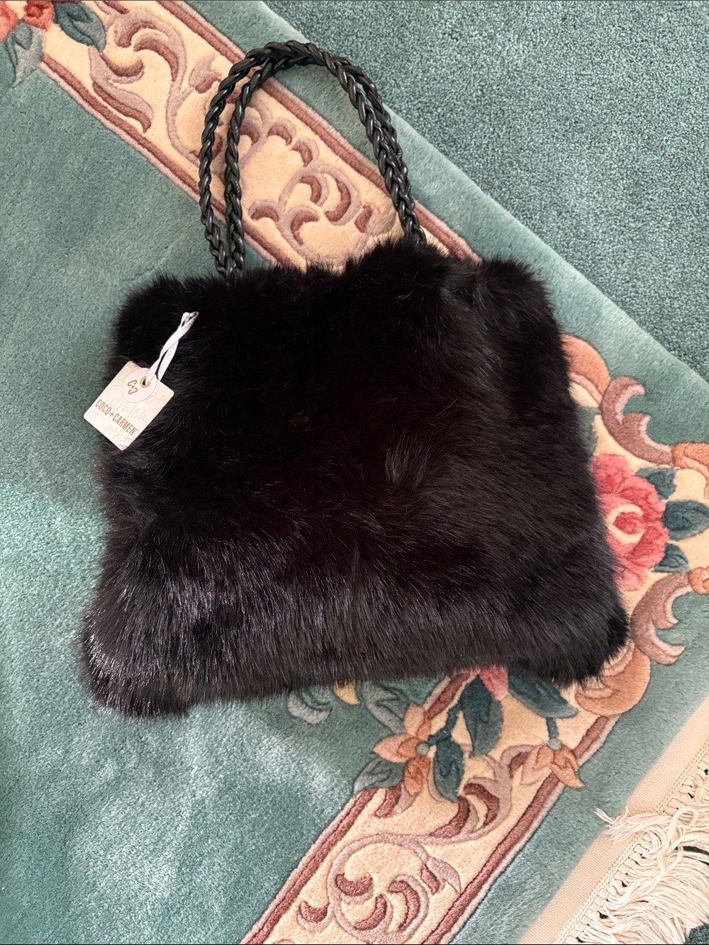 Elegant Black Faux Fur Handbag